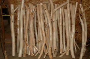 some peeled spindles